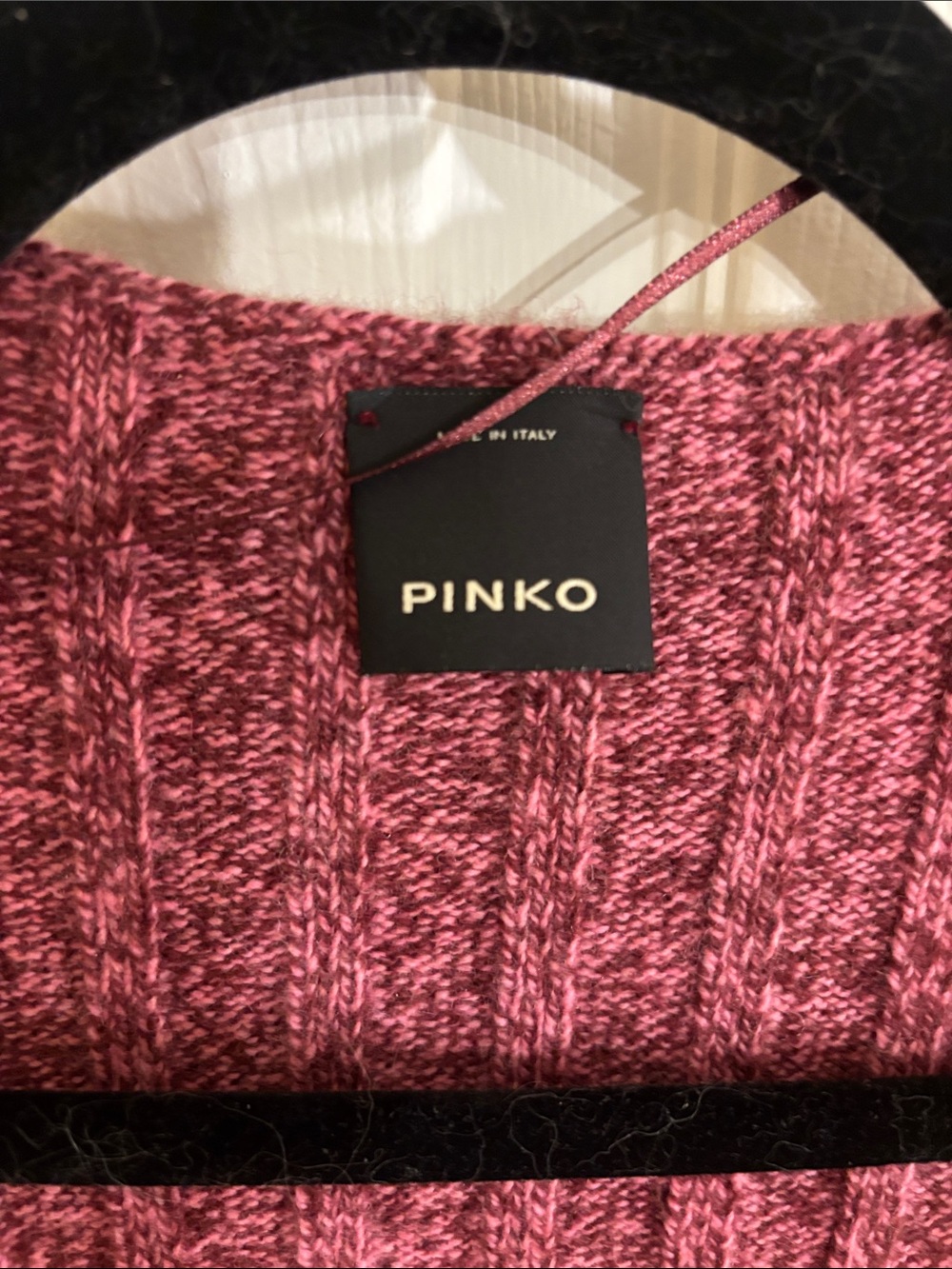 Pinko Long Open-Front Ribbed Cardigan - Raspberry Pink - Picture 2 of 6